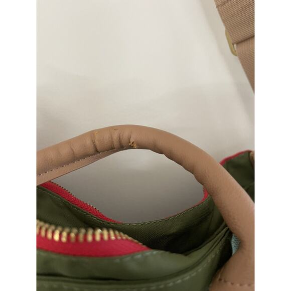 Maman New York Designer Diaper Bag With Matching Changing Pad Green, Tan Handles - Picture 7 of 8